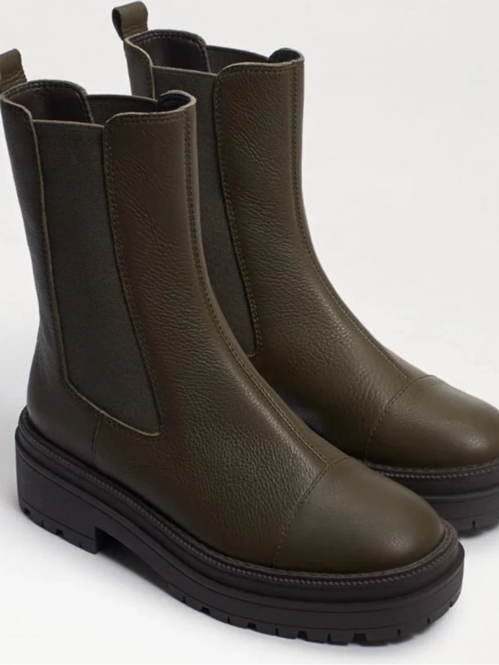 Olive Green Chelsea Platform Boots
